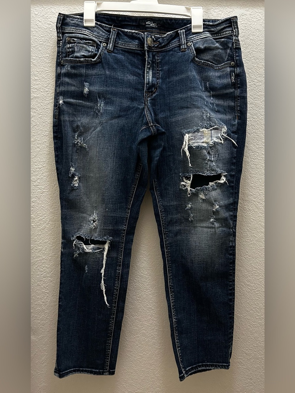 Silver Sam denim distressed jeans, women’s size 16.